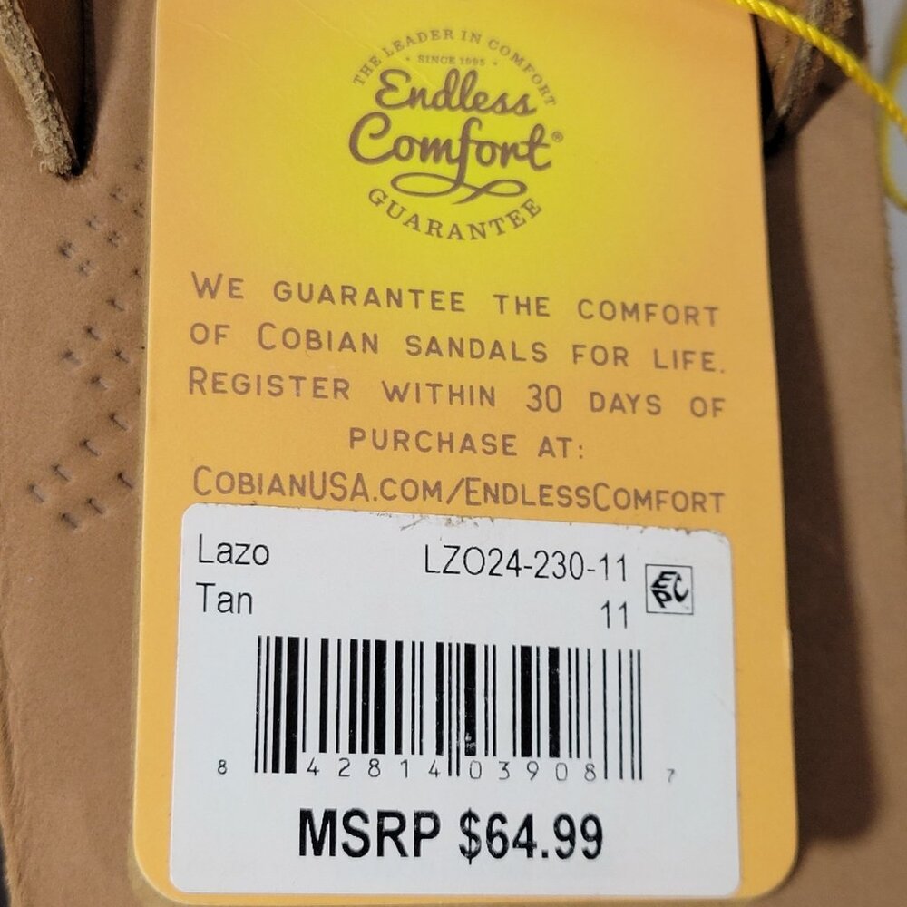 Cobian Lazo Flip Flop Sandals Men Size 11 CAMPO DEL SOL Tan Leather Arch Support - Picture 5 of 16